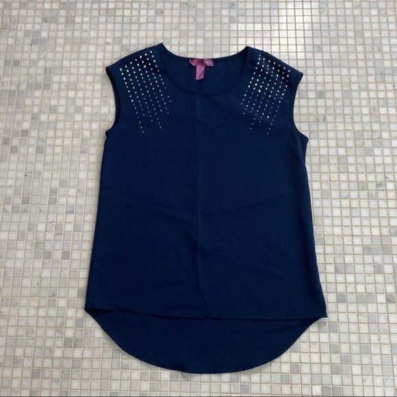 Navy Sleeveless Shirt with - Picture 1 of 6